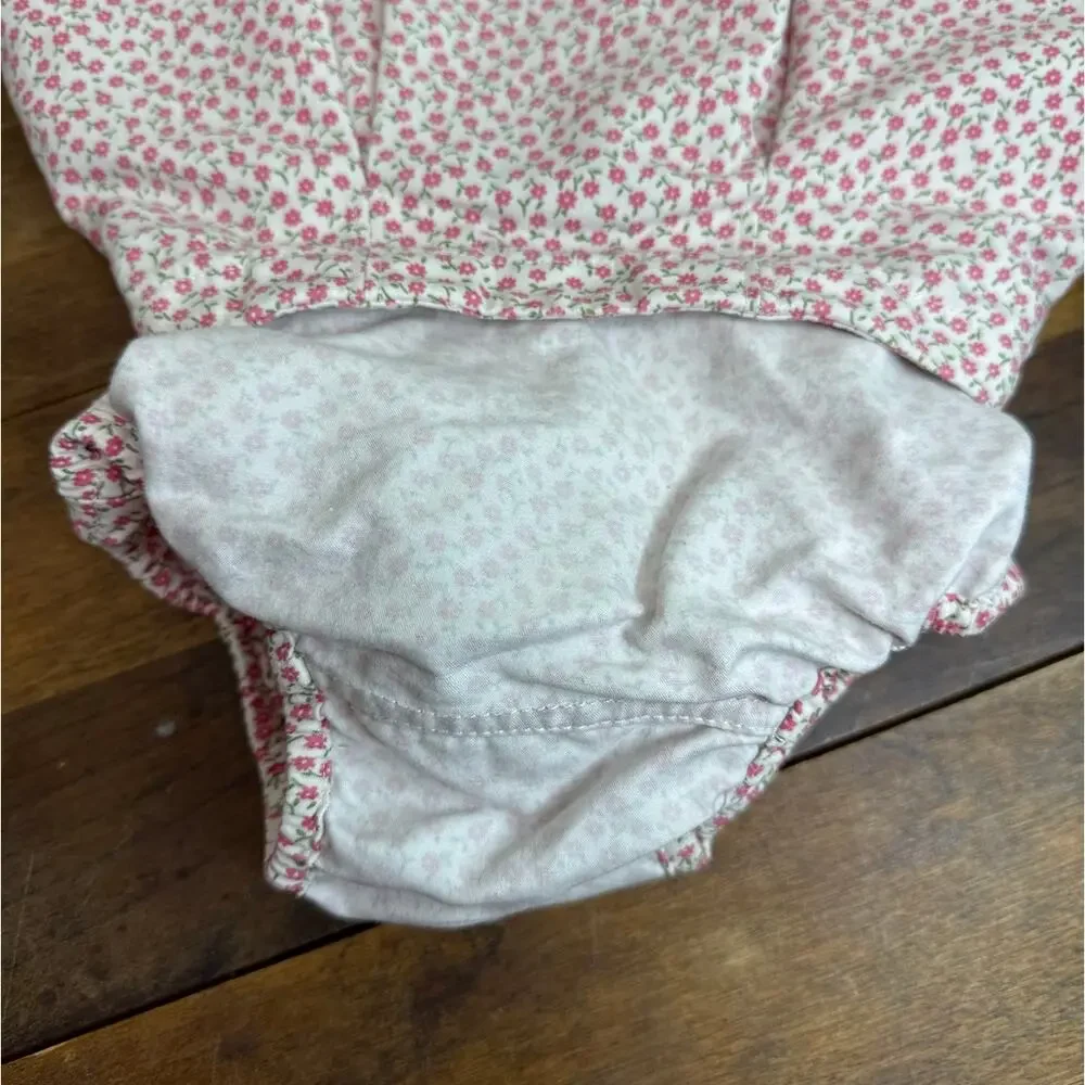 Baby Gap Vintage '03 Heavy Weight Cotton Floral Pleated Skirt & Bloomers 12-18 M